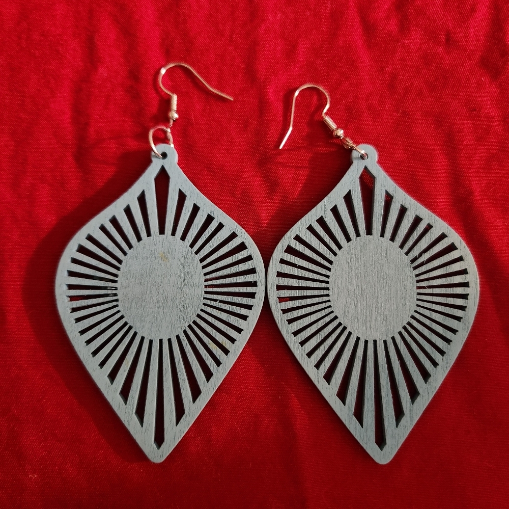 New light blue wooden fashion earrings